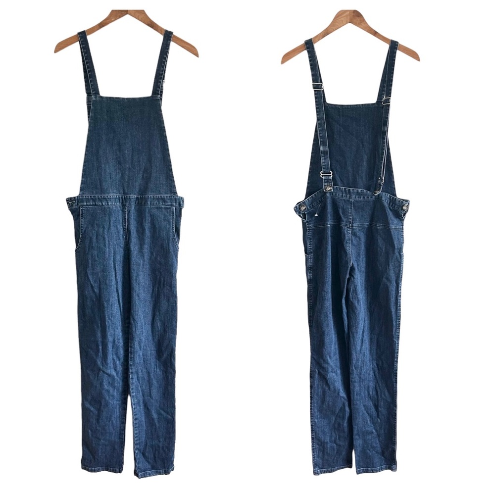 Loup Sz Small Dark Blue Denim Stretch Overalls Straight Leg Pockets